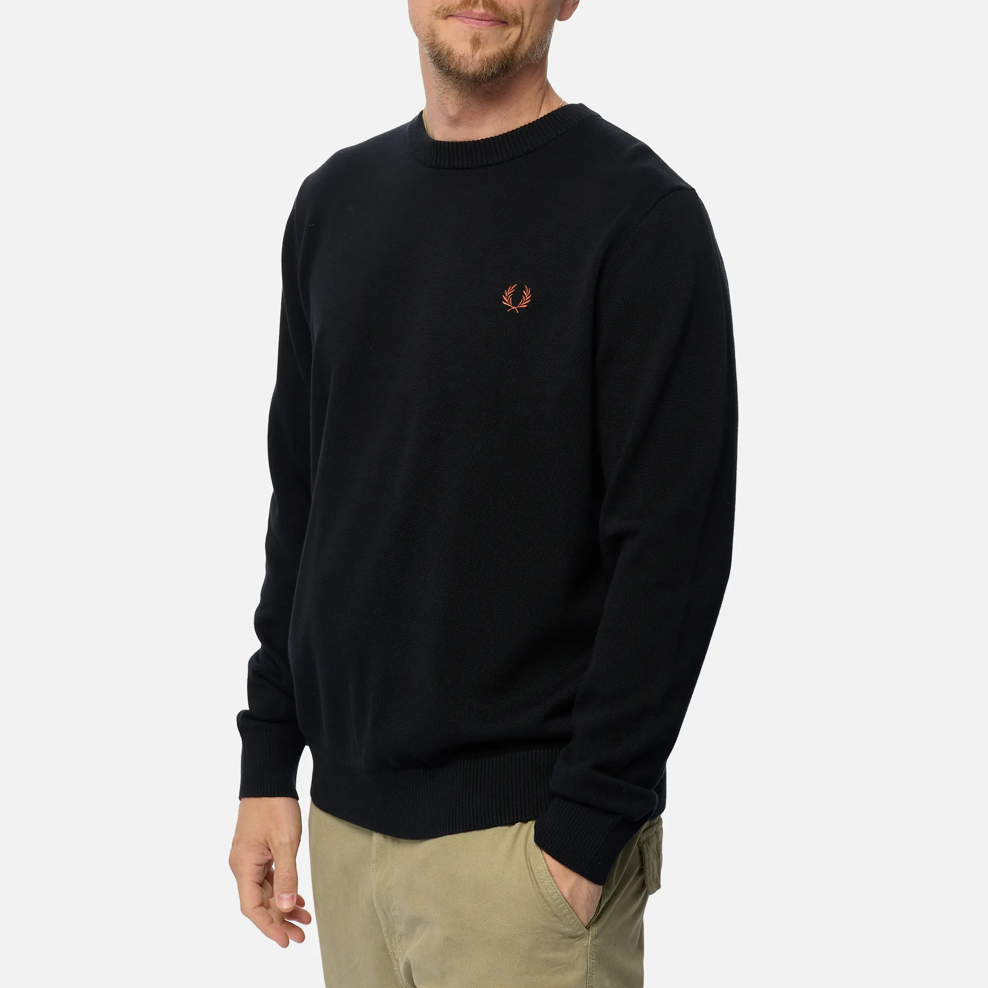 Fred Perry Boucle Laurel Wreath Jumper Black 