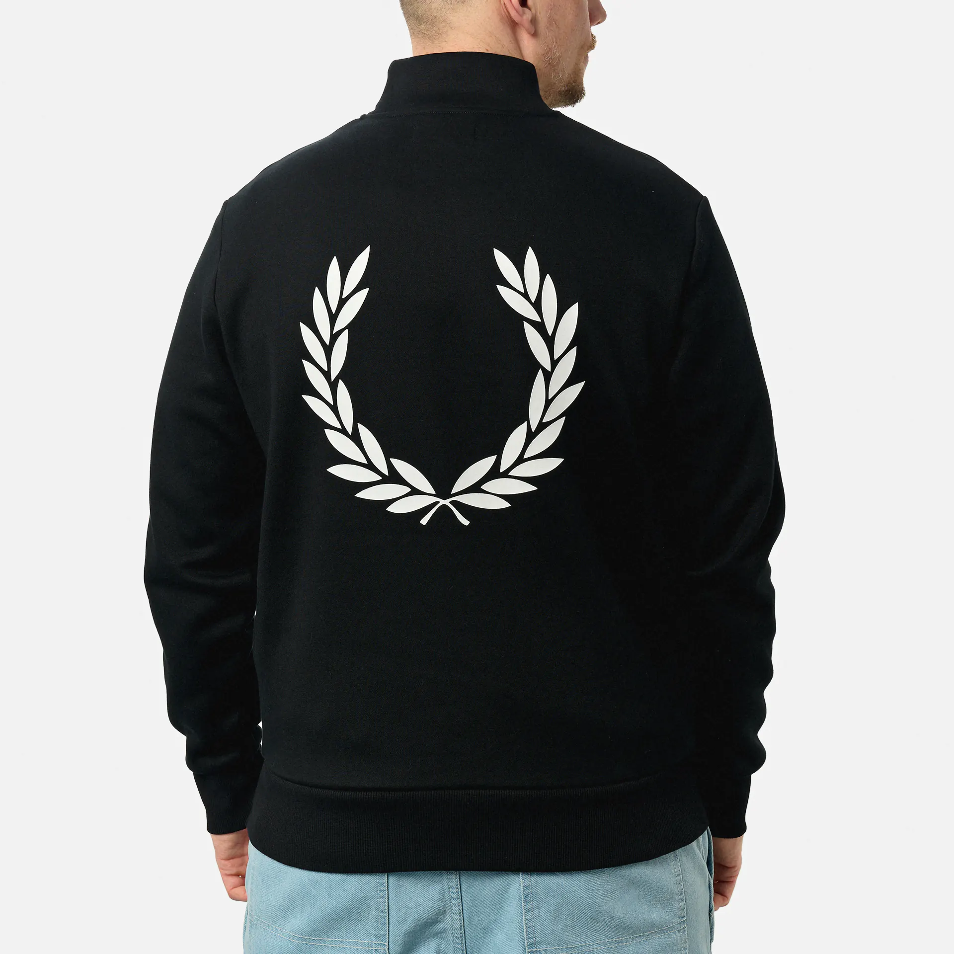 Fred Perry Double Graphic Half Zip Sweatshirt Black/Snow White 