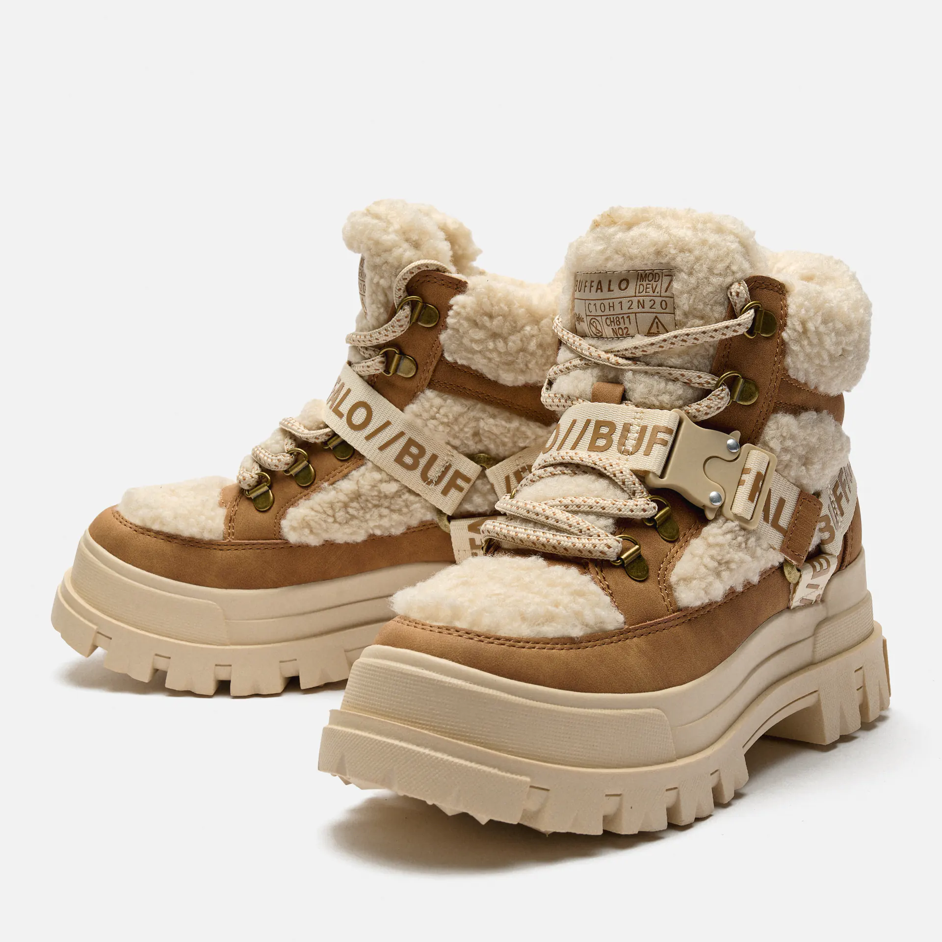 Buffalo Aspha COM Vegan Nubuck/Fur Mid Warm Boots Beige/Brown