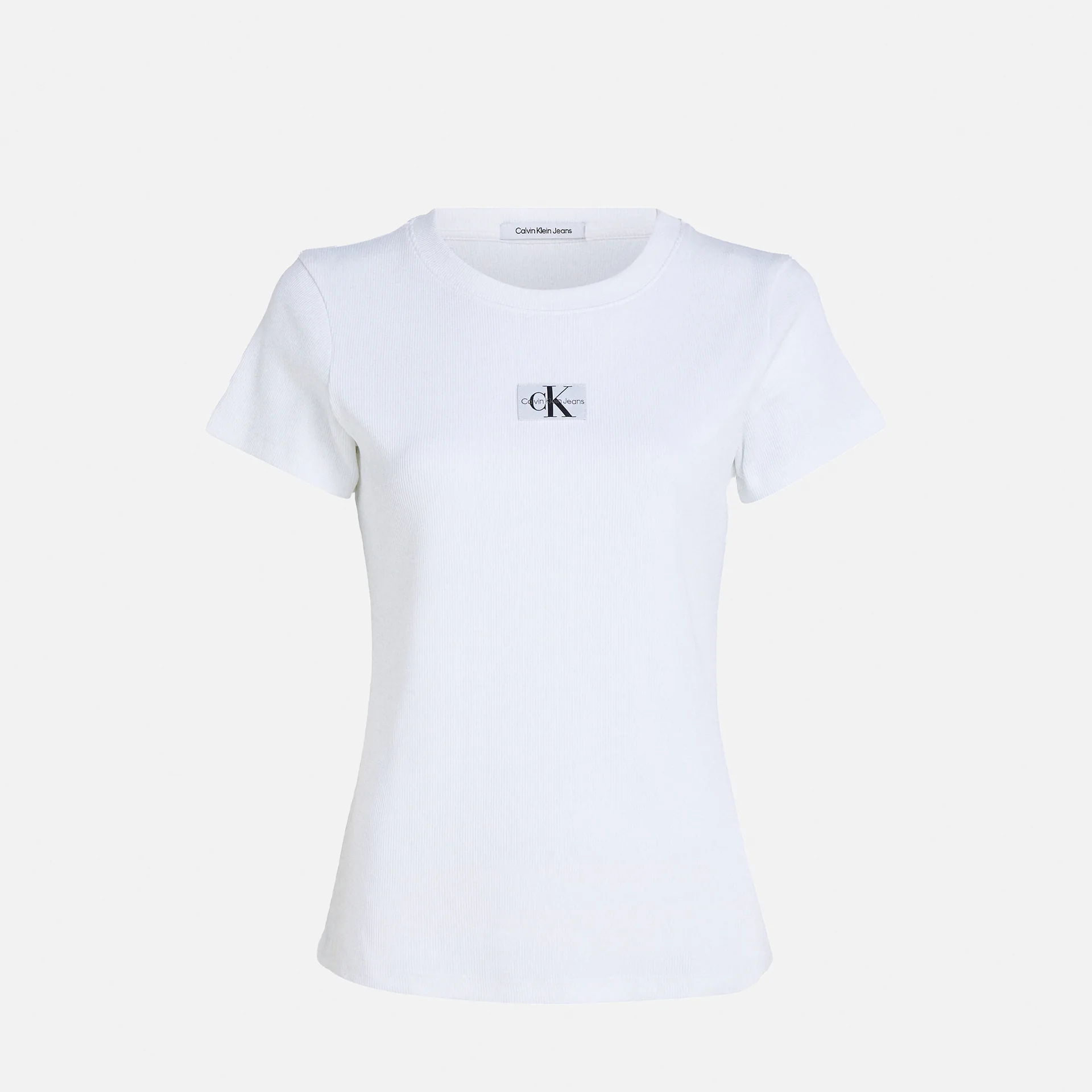 Calvin Klein Jeans Woven Label Rib Slim T-Shirt Bright White