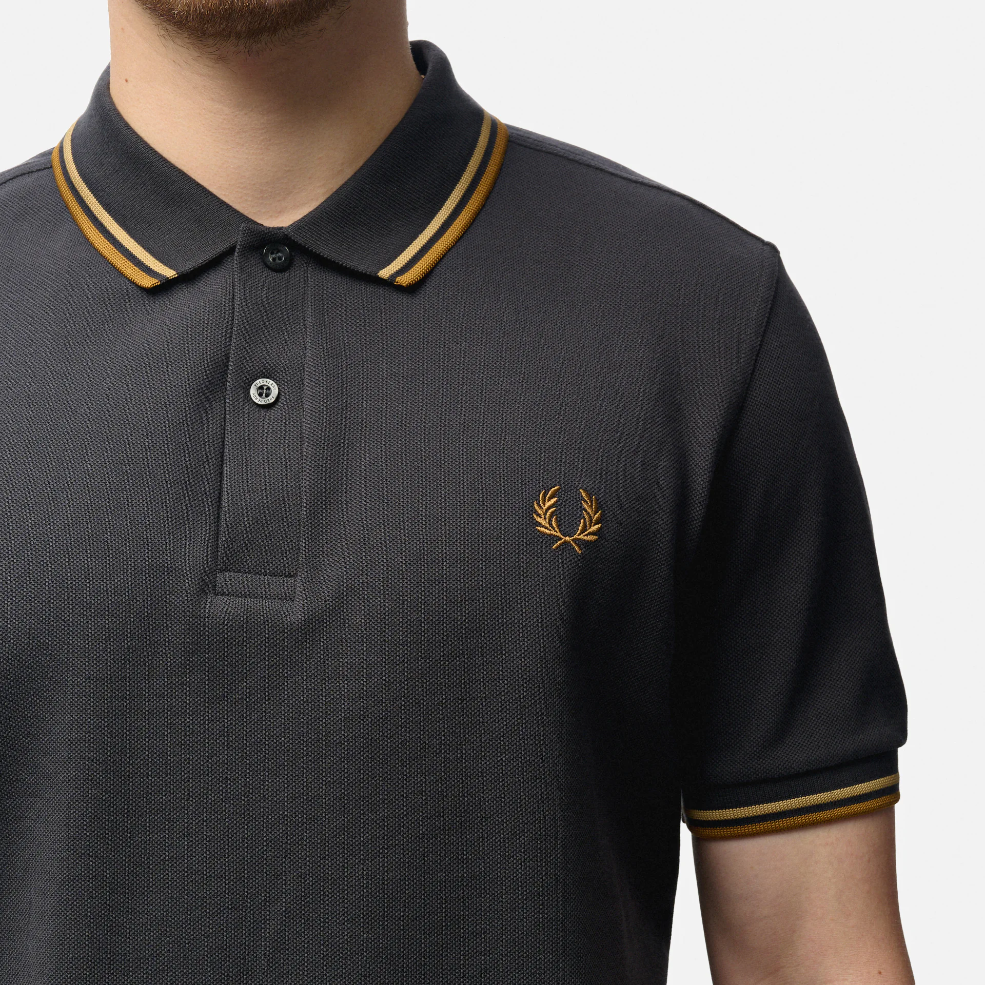 Fred Perry Twin Tipped Polo Shirt Anchor Grey/Warm Stone/Dark Caramel