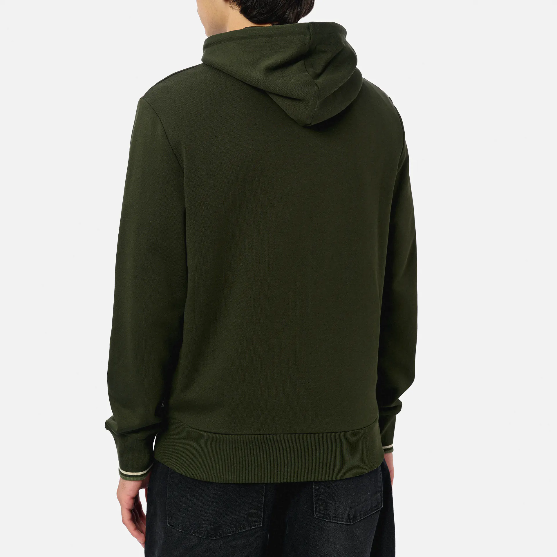 Fred Perry Tipped Hooded Sweatshirt Hunting Green/Light Oyster/Laurel Wreath Green