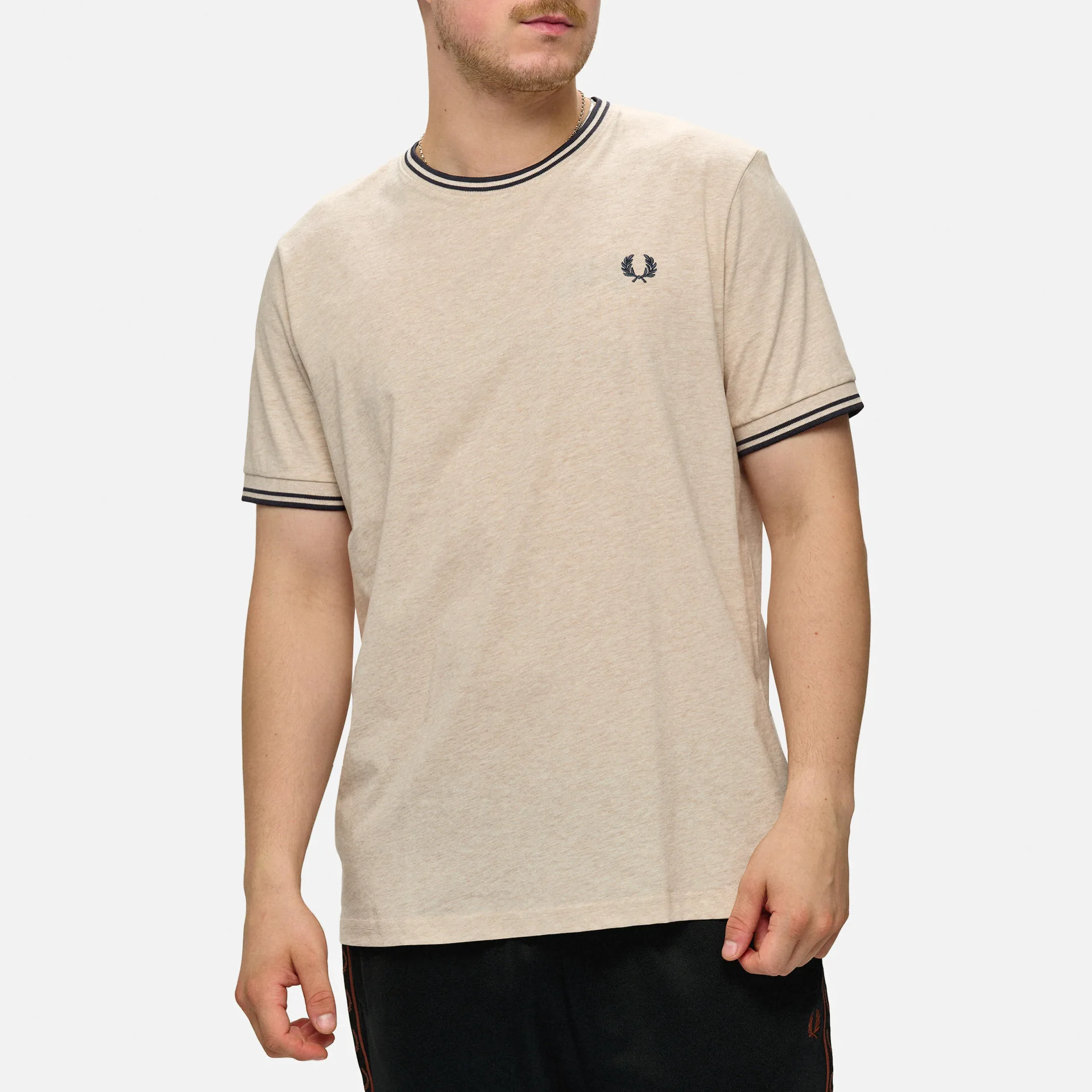 Fred Perry Twin Tipped T-Shirt  Porridge Marl/Anchor Grey