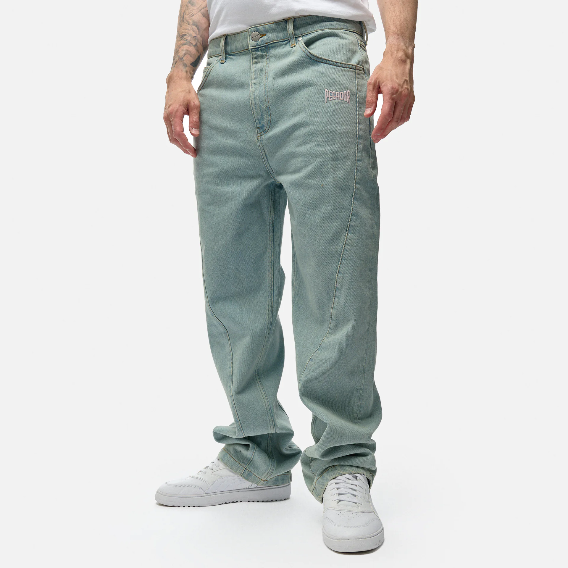 PEGADOR Valmar Baggy Jeans Sand Washed Blue