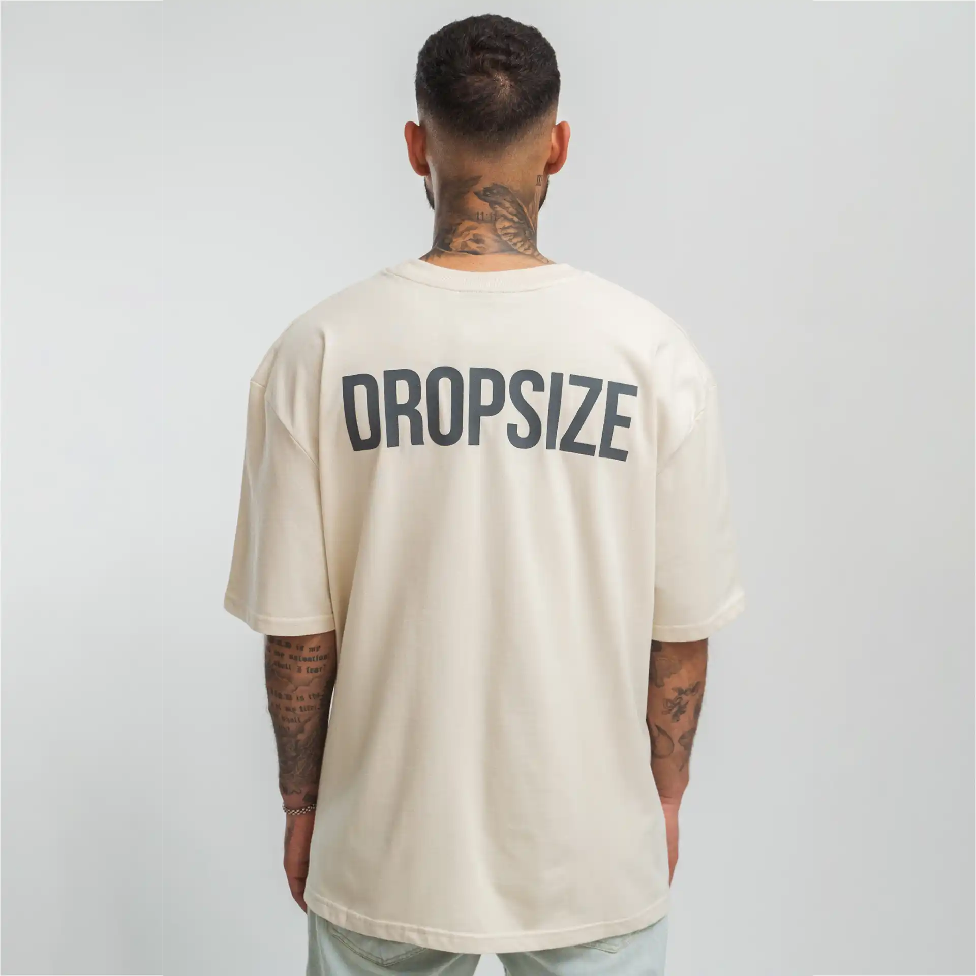 Dropsize Heavy Oversize HD Print T-Shirt Coconut/Stone