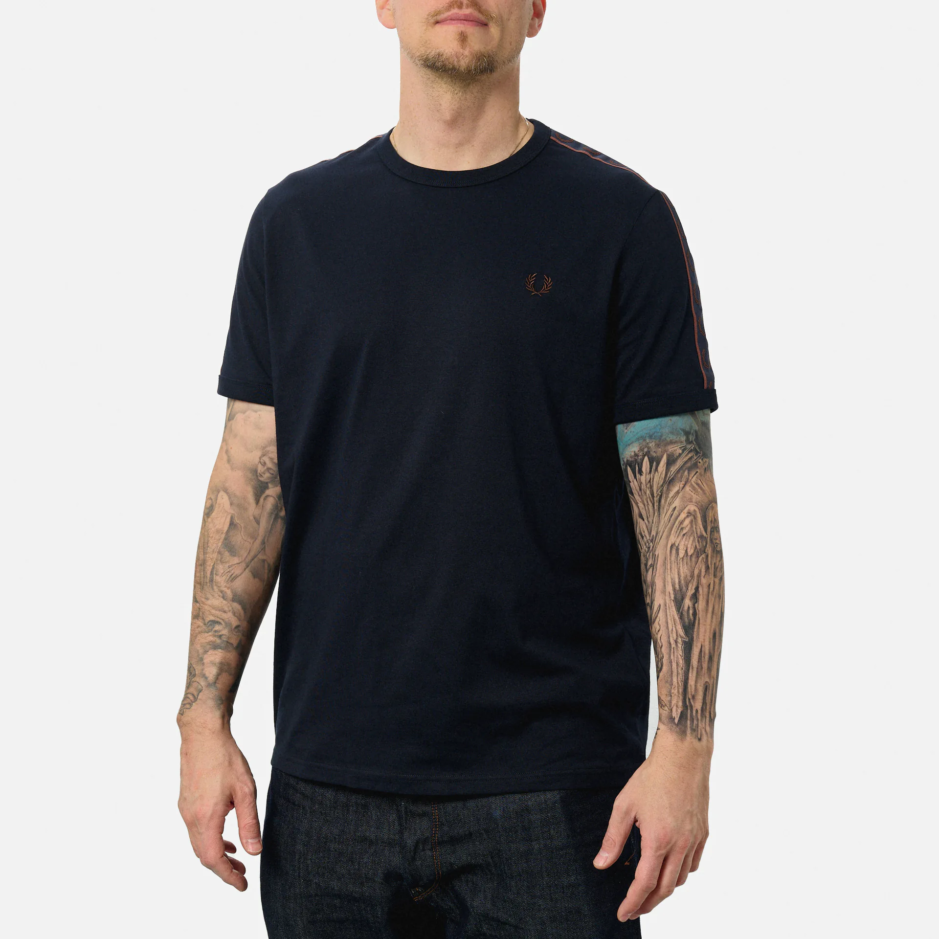 Fred Perry Contrast Tape Ringer T-Shirt Navy/Carrington Brick