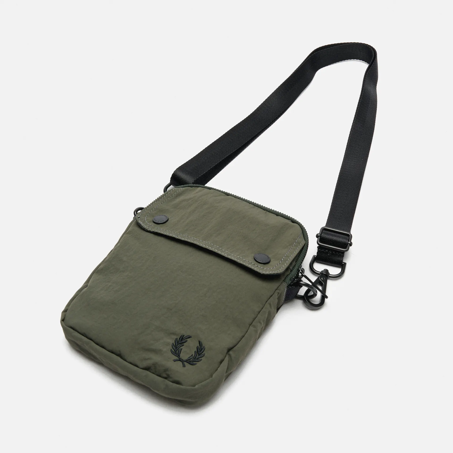 Fred Perry Crinkle Nylon Side Bag Field Green