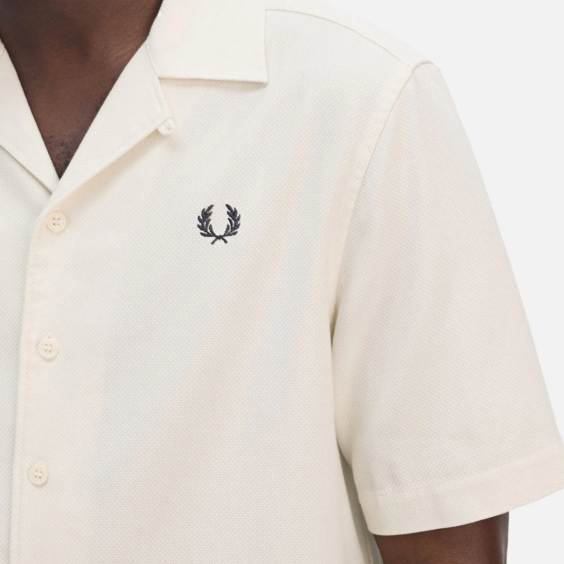 Fred Perry Pique Texture Revere Collar Shirt Ecru